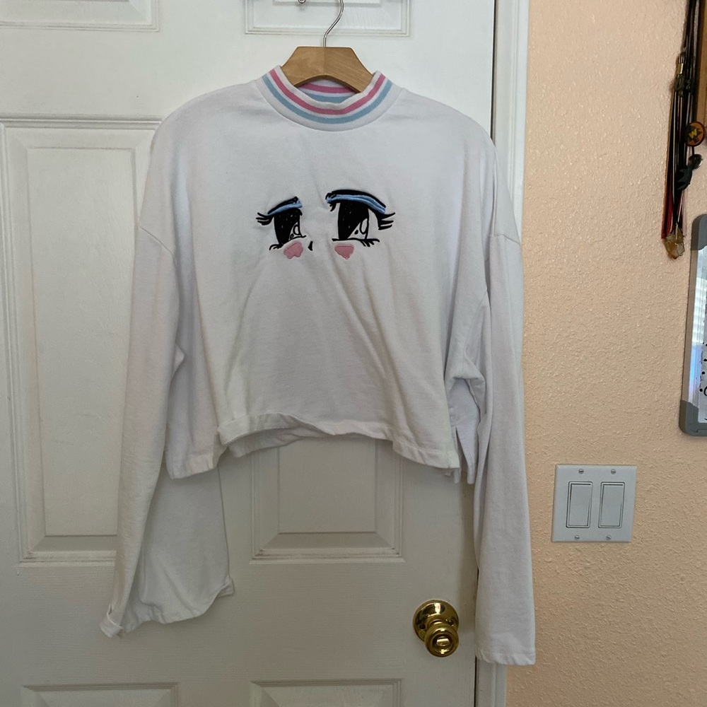 Lazy Oaf Anime Eyes crop sweater top ML